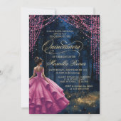 Betoverd bos roze Quinceañera Kaart (Voorkant)