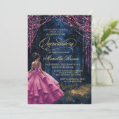 Betoverd bos roze Quinceañera Kaart (Staand voorkant)