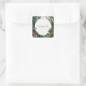 Betoverd Bos Rustieke Bomen Gouden Glitters Vierkante Sticker (Tas)