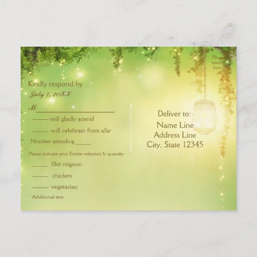 Betoverd Bos Rustieke RSVP Trouw Postkaart Uitnodiging Briefkaart (Achterkant)