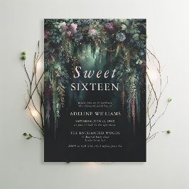 Betoverd bos smaragd bloem sprookje Sweet 16 Kaart