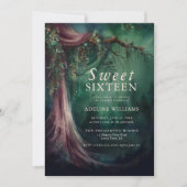 Betoverd bos smaragd Mauve sprookje Sweet 16 Kaart (Voorkant)