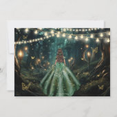 Betoverd bos smaragdgroene Quinceañera foto Bedankkaart (Achterkant)