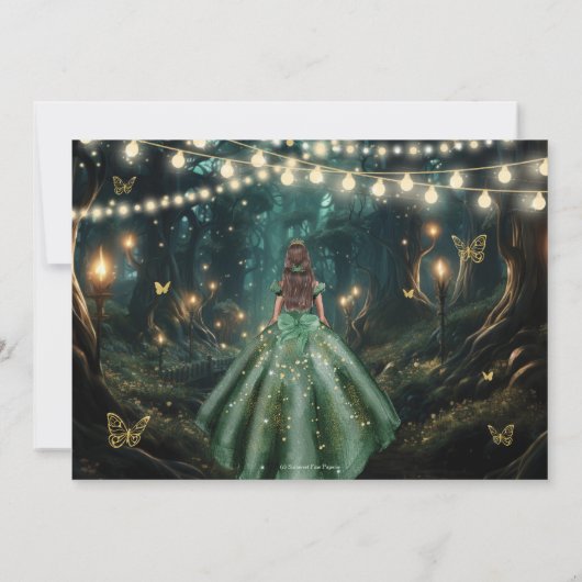 Betoverd bos smaragdgroene Quinceañera foto Bedankkaart (Achterkant)