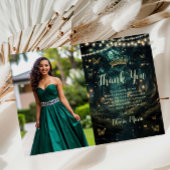 Betoverd bos smaragdgroene Quinceañera foto Bedankkaart