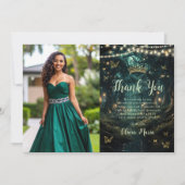 Betoverd bos smaragdgroene Quinceañera foto Bedankkaart (Voorkant)