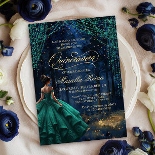 Betoverd bos smaragdgroene Quinceañera Kaart