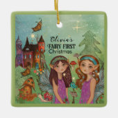 Betoverd Bos Sprookje Eerste Kerstmis Keramisch Ornament (Voorkant)