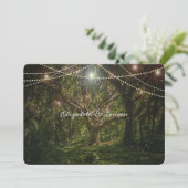 Betoverd bos, strijklichten, huwelijksuitnodiging kaart (Staand voorkant)