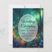 Betoverd bos van stralende juwelen bruiloft kaart (Voorkant)