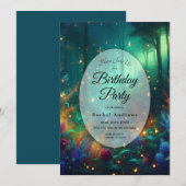 Betoverd bos van stralende juwelen verjaardagsfees kaart (Voorkant / Achterkant)