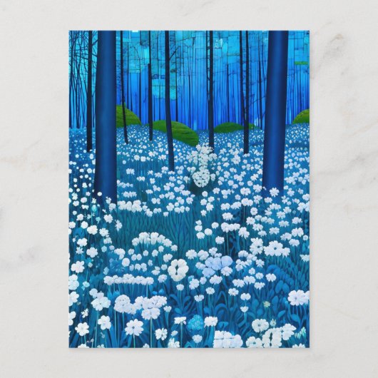 Betoverd bos van witte wilde bloemen briefkaart (Voorkant)