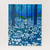 Betoverd bos van witte wilde bloemen legpuzzel (Verticaal)