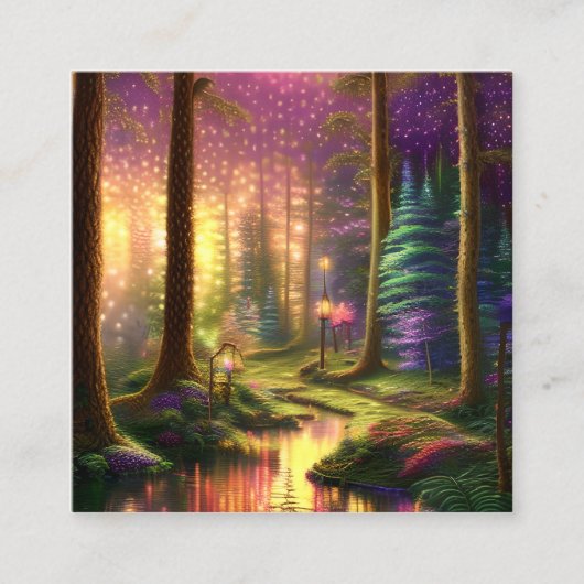 Betoverd bos vierkante visitekaartje (Voorkant)