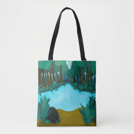'Betoverd Bos Vijver' Artistiek Landschap Tote Bag