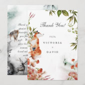 Betoverd bos vos wolf hert bruiloft bedankt kaart (Voorkant / Achterkant)