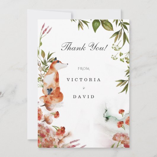 Betoverd Bos Vos Wolf Hert Trouw Bedankt Kaart (Voorkant)