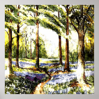 Betoverd bos waterverf serene bos natuur poster