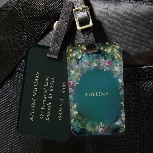 Betoverd bos Wild Roos Greenery Fairy Woodland Bagagelabel