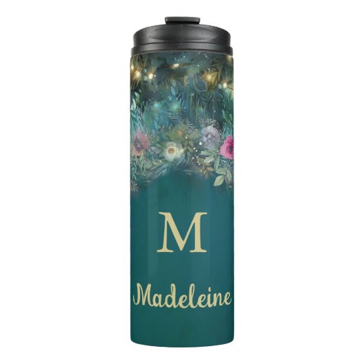 Betoverd bos Wild Roos Greenery Fairy Woodland Thermosbeker (Voorkant)