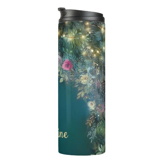 Betoverd bos Wild Roos Greenery Fairy Woodland Thermosbeker (Geroteerd rechts)