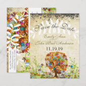 Betoverd Bos Zijtak Bruiloft Aankondigingskaart (Voorkant / Achterkant)