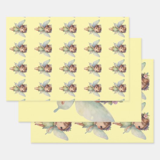 Betoverd bosfee: pastelgroene fee inpakpapier vel (Set)