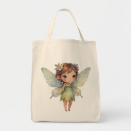 Betoverd bosfee: pastelgroene fee tote bag