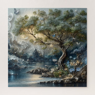 Betoverd Bosmeer Landschap Mystiek Meer Legpuzzel