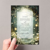 Betoverd bospad van bloemen groene bruiloft acryl uitnodigingen (Insitu (Draagbaar))