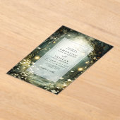 Betoverd bospad van bloemen groene bruiloft acryl uitnodigingen (Laagn)