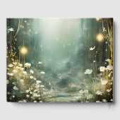 Betoverd bospad van bloemen groene bruiloft gastenboek (Achterkant)