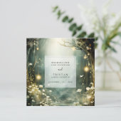 Betoverd bospad van bloemen groene trouw bedankkaart (Staand voorkant)