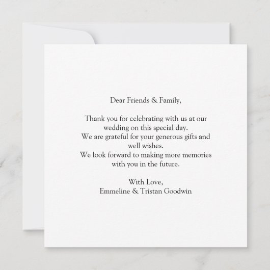 Betoverd bospad van bloemen groene trouw bedankkaart (Achterkant)