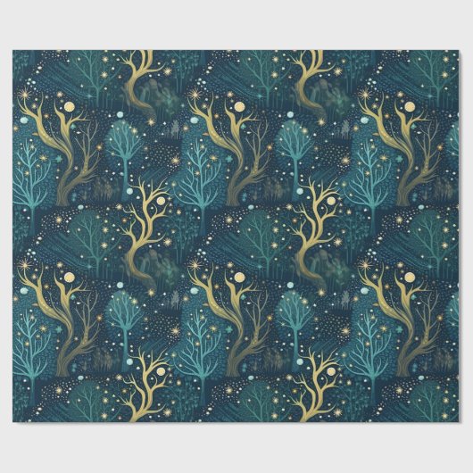 Betoverd bospatroon cadeaupapier (Vlak)
