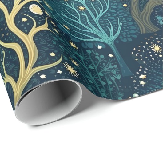 Betoverd bospatroon cadeaupapier (Rol Hoek)