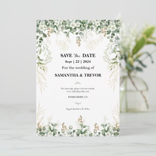 Betoverd botanisch blad: Save the date Kaart (Staand voorkant)