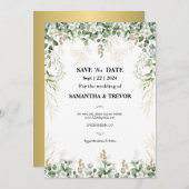 Betoverd botanisch blad: Save the date Kaart (Voorkant / Achterkant)