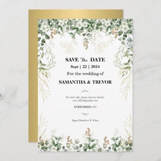 Betoverd botanisch blad: Save the date Kaart (Voorkant / Achterkant)