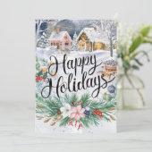 Betoverd cadeautje Happy Winter Feestdagenkaart (Staand voorkant)