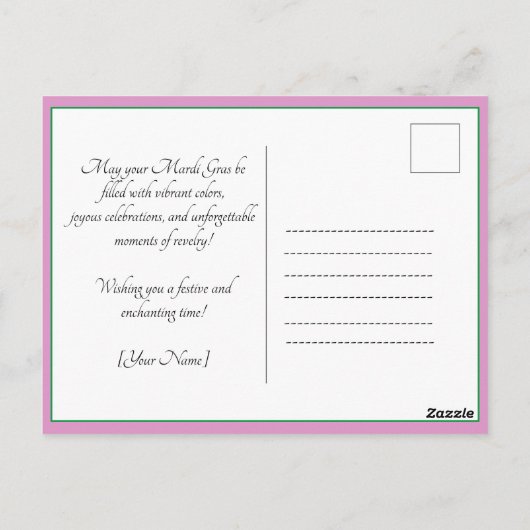 💜💛betoverd carnaval briefkaart (Achterkant)