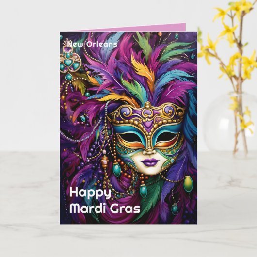 💜💛betoverd carnaval kaart (Gele Bloem)