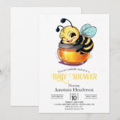 Betoverd Charming Bee Baby shower Kaart (Voorkant / Achterkant)