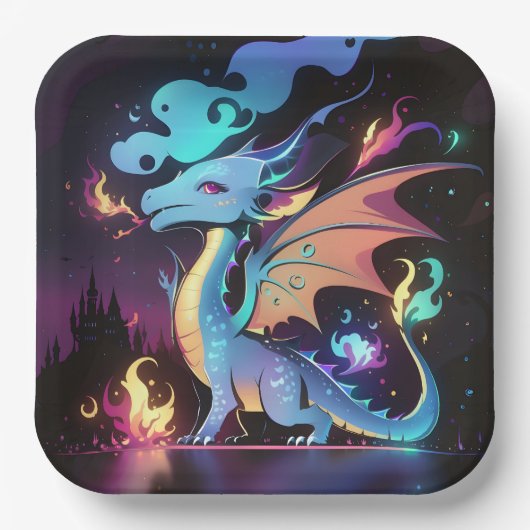 Betoverd Drakenvuur Papieren Bordje (Voorkant)