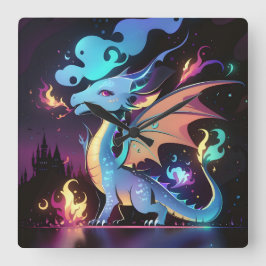 Betoverd Drakenvuur Vierkante Klok