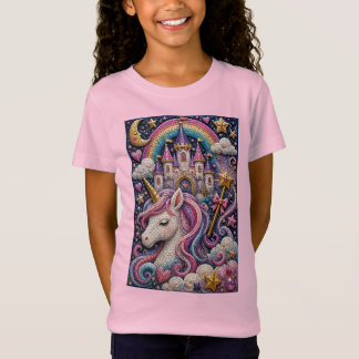 Betoverd Eenhoorn Kasteel 3D Mozaïek T-shirt