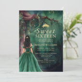 Betoverd Emerald Goud Sprookje Sweet 16 Kaart (Staand voorkant)