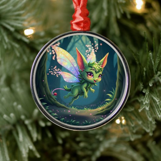 Betoverd Feeënbeestje – Magisch Bos Sprookje Metalen Ornament (Boom)