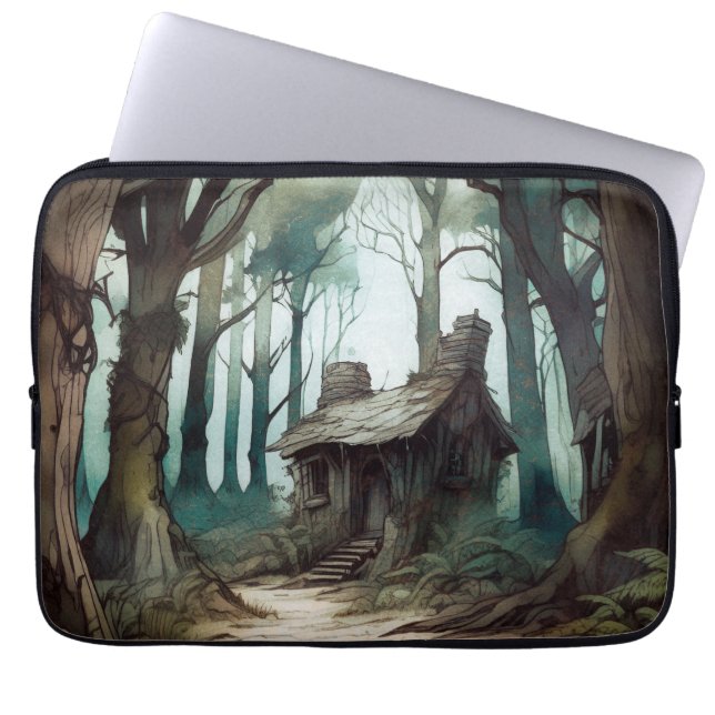 Betoverd Forest Cottage Laptop Sleeve (Voorkant)