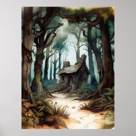 Betoverd Forest Cottage Poster (Voorkant)